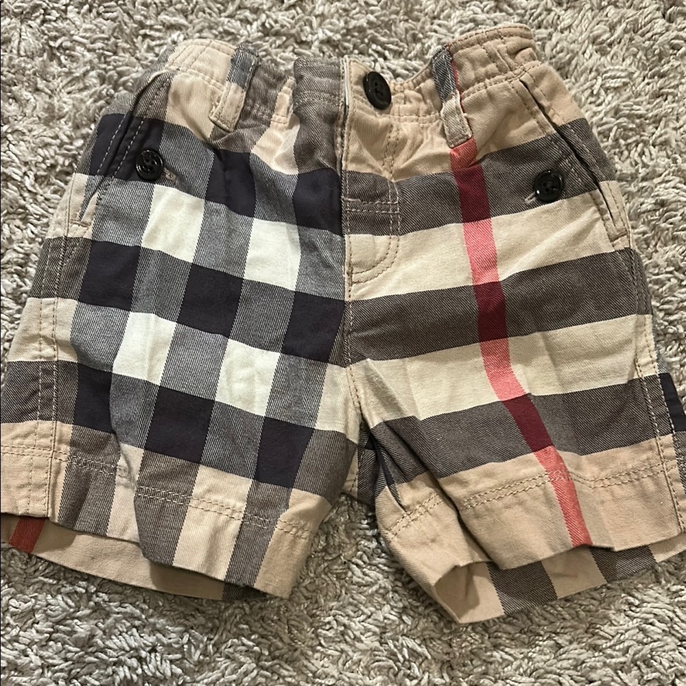 Burberry Tan and Black Checkered Shorts